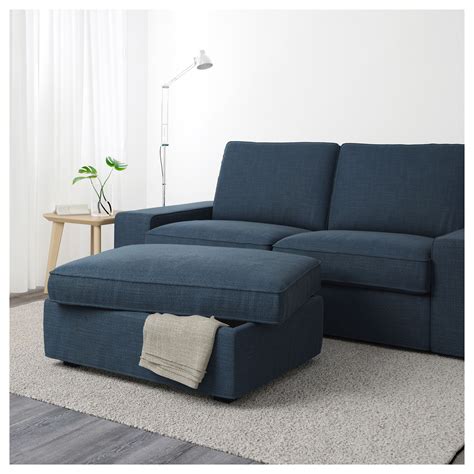 Looking for armchairs with a fancy style to dress up your living room? IKEA KIVIK Hillared Dark Blue Ottoman with storage ...