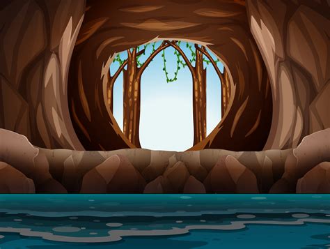 Cave With Entrance And Water 302773 Vector Art At Vecteezy