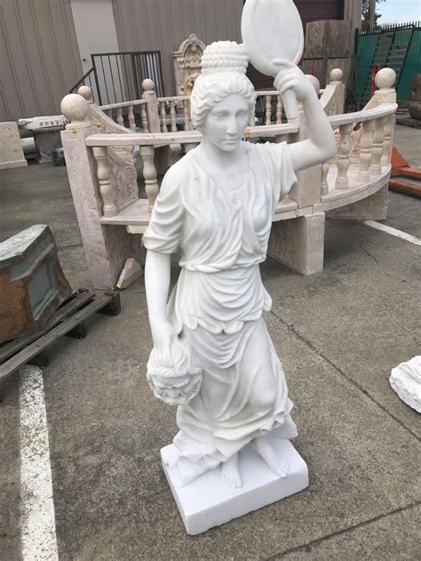 Greek Style Carved Marble Statue Of Woman