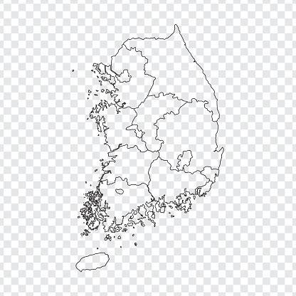 South korea country vector maps. Blank Map South Korea High Quality Map Of South Korea With The Provinces On Transparent ...
