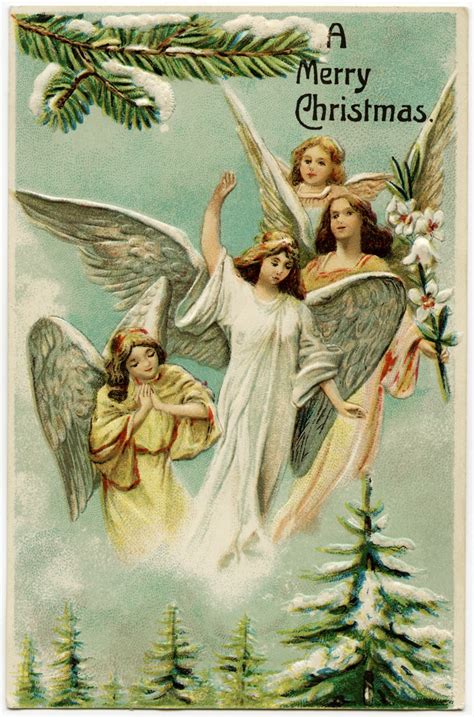 Vintage Christmas Angels Postcard