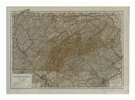 Map Of Pennsylvania Drawing By Print Collector Fine Art America