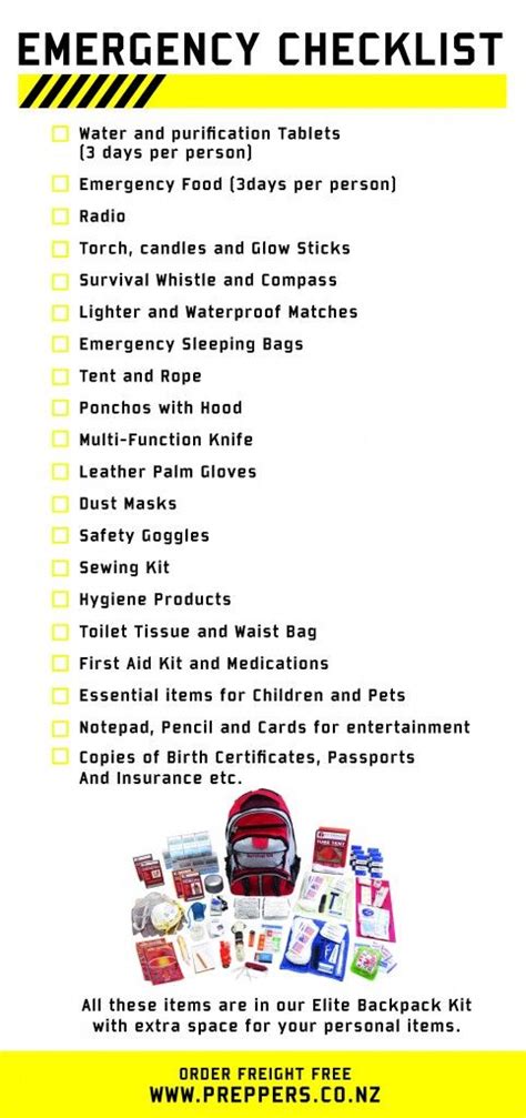 Our survival food will provide the nutrition you need to remain healthy in the event of consider adding emergency food bars to cover you for the first 3 days of a disaster. Preppers New Zealand Emergency Checklist | Emergency kit ...