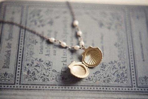 Shell Locket Necklace With White Freshwater Pearls By Inmostlight 26