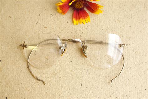 Vintage Eyeglasses 1920s Spectacles Rimless Frames Glasses Etsy Vintage Eyeglasses Rimless