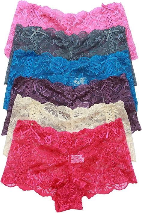 tobeinstyle women s 6 pack sheer lace cheeky hipster panties