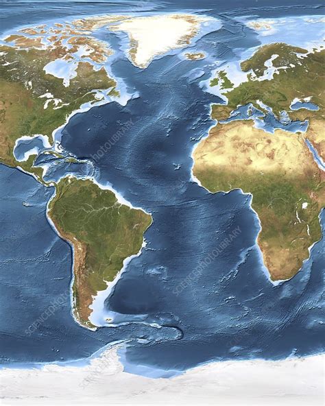 Atlantic Ocean Topographic Map Tourist Map Of English