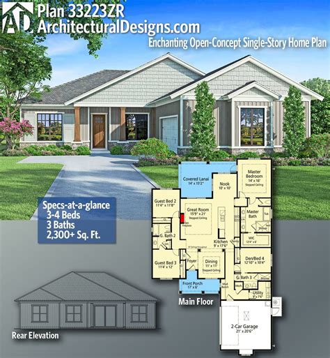 Plan 33223zr Enchanting Open Concept Single Story Home