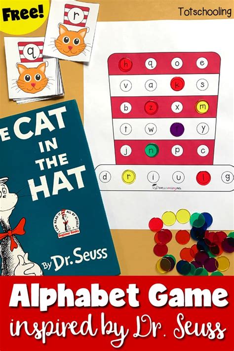Add a different word on each stripe of the hat. Free Cat in the Hat Inspired Alphabet Game