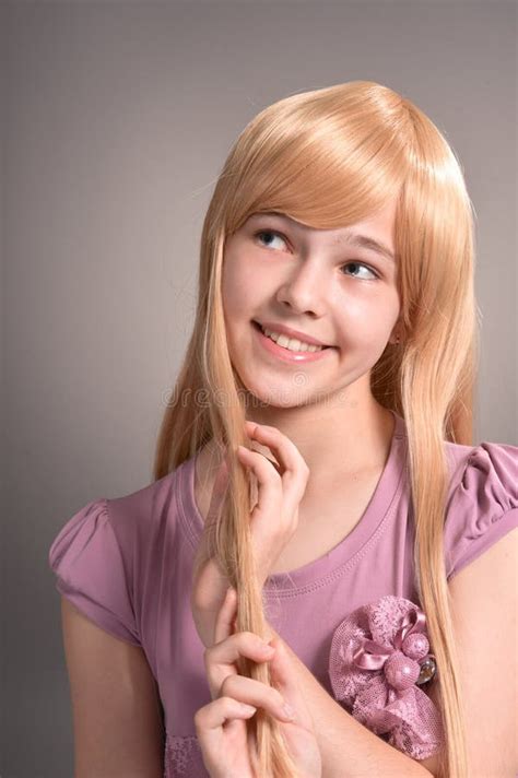 Portrait Of Blonde Girl Posing In Studio Stock Image Image Of Blonde