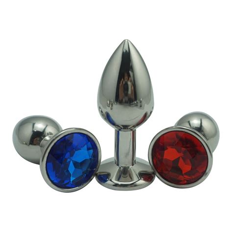 Heavy Medium Size Stainless Steel Anal Butt Plug Metal Jewelry Diamond Beads Color For Choose