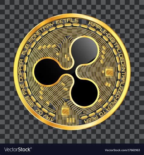 Crypto currency ripple golden symbol Royalty Free Vector