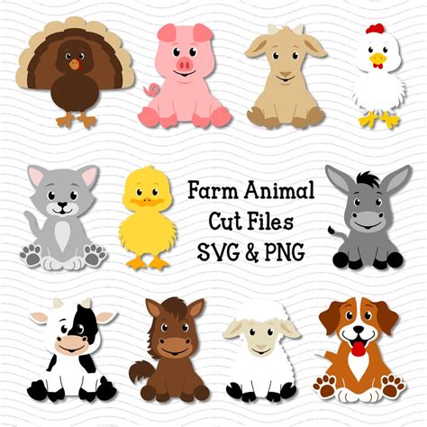 Farm Animal Cut Files Farm Animal Svg Farm Animal Clip Art Etsy