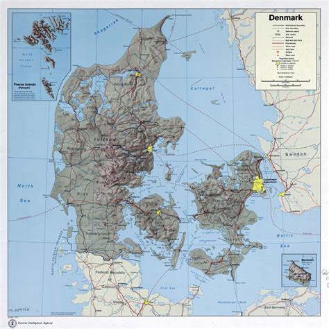 Large Scale Political And Administrative Map Of Denmark With Relief