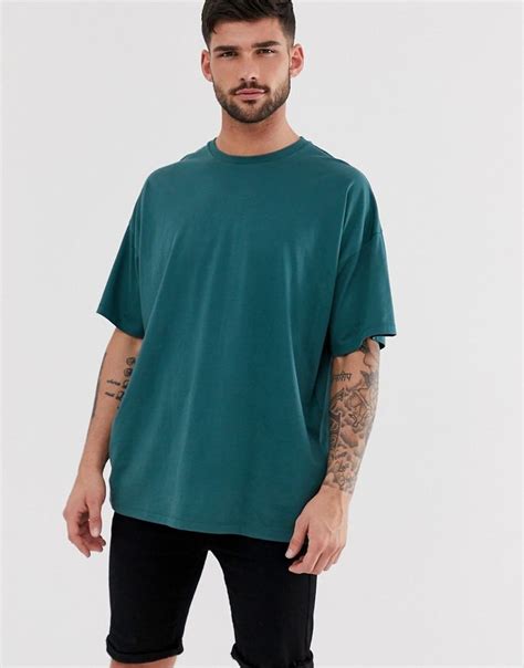Asos Design Oversized T Shirt With Crew Neck In Green Modesens Mens