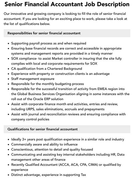 Senior Financial Accountant Job Description Velvet Jobs