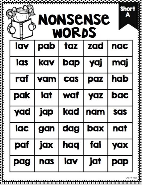 The following is a list of english words without rhymes, called refractory rhymes—that is, a list of words in the english language that rhyme with no other english word. Nonsense Word Fluency Practice | Nonsense words fluency ...