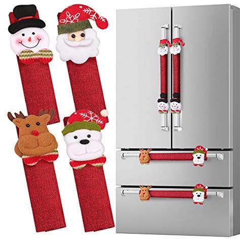 D Fantix Christmas Refrigerator Handle Covers Set Of 8 Santa Snowman