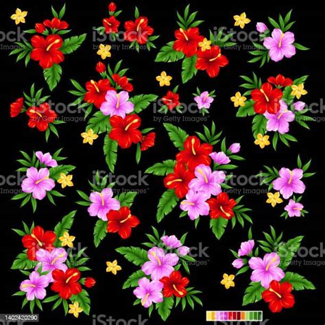 Tropical Flower Vector Illustration Material Collection向量圖形及更多剪貼畫圖片