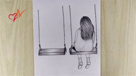 How To Draw A Lonely Girl Sitting On A Swing Alone Girl Sketch