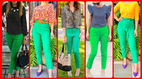 Womens Casual Wear Green Pants With Top Office Outfits Ideas 2023