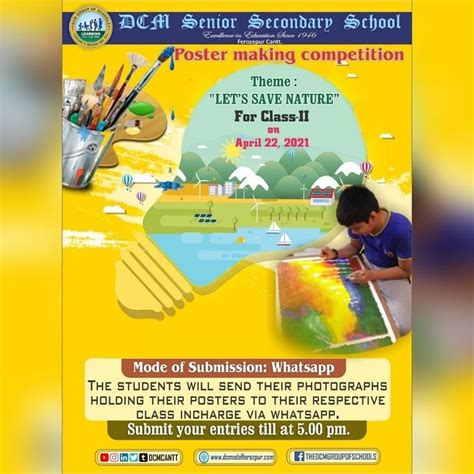 Poster Making Competition For Class II Theme Let S Save The Nature Hurry Up Whatsapp Your