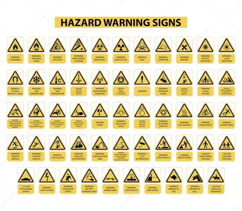 Set Of Hazard Warning Signs On White Background Premium Vector In Adobe