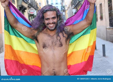 Gay Man Celebrating Diversity With Pride Stock Image Image Of Equality Dyed