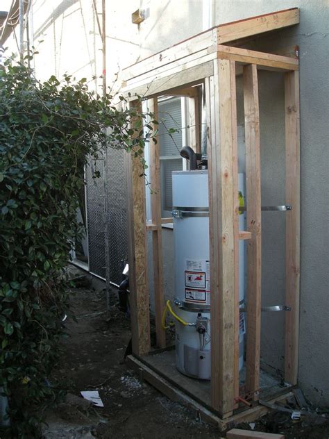 Protect and organize your outdoor space with durable and attractive rubbermaid sheds and deck boxes. Water Heater Shed (1/19/08) in 2020 | Hide water heater, Shed