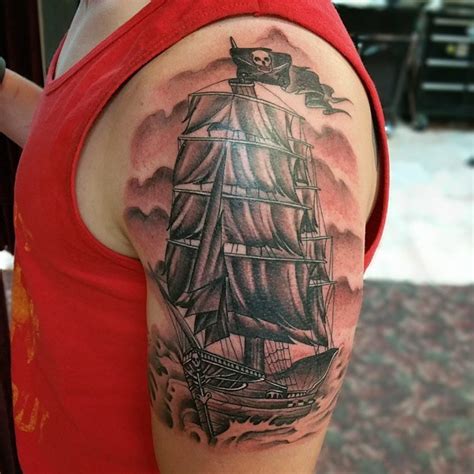 Striking Pirate Ship Tattoo Designs Bonding With Masters Of The Seas