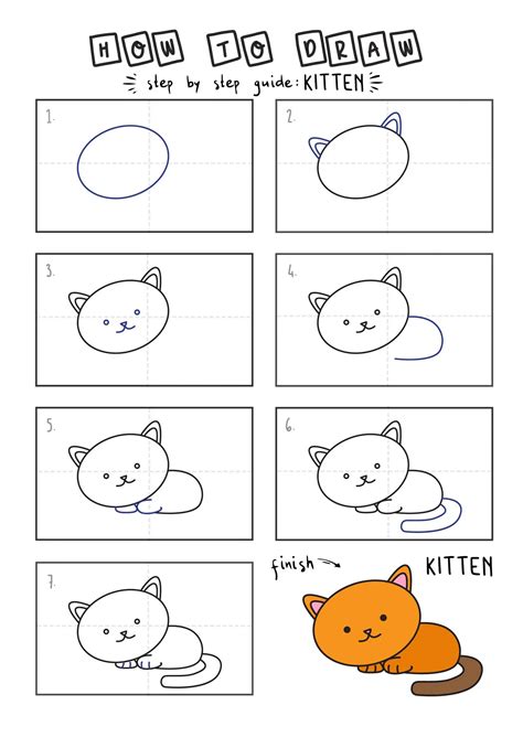 How To Draw A Cute Baby Kitten For Young Children Step By Step Drawing