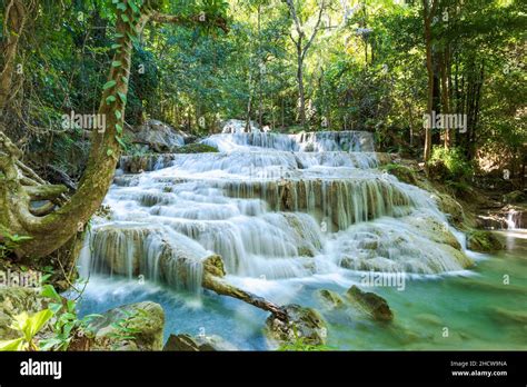Erawan National Park In Thailand Erawan Waterfall Is A Popular Tourist