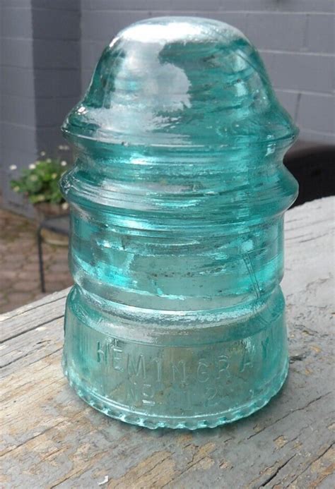 Rare Antique Hemingray Blueaqua Glass Insulator Patent May 2 1893 No 12 Ebay