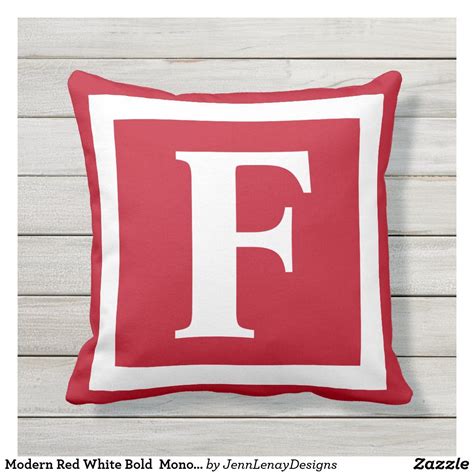 Overstock.com has been visited by 1m+ users in the past month Modern Red White Bold Monogram Initial Outdoor Pillow ...