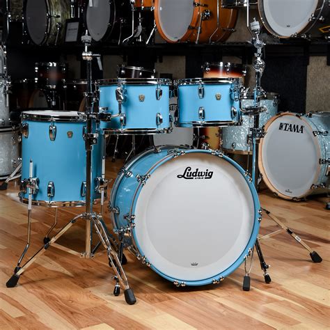 Ludwig Classic Maple 12131622 4pc Drum Kit Heritage Blue Used