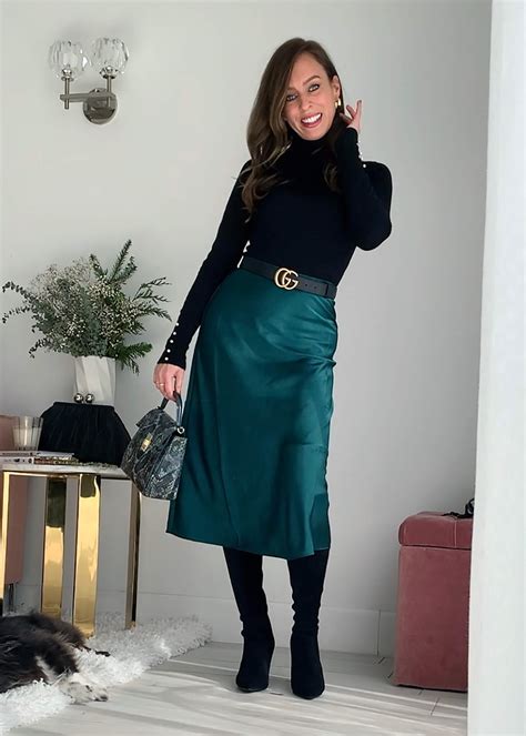 Sydne Style Shows How To Wear Over The Knee Boots With Midi Skirt And