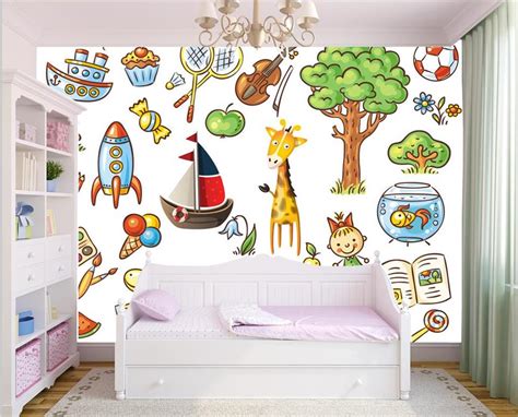 Custom 3d Photo Wallpaper Non Woven Mural Kids Room Cartoon Toys