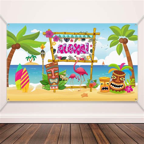 Amazon Com Hawaiian Party Decoration Supplies Beach Backdrop Party