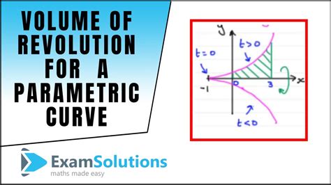 Volume Of Revolution For A Parametric Curve Examsolutions Youtube