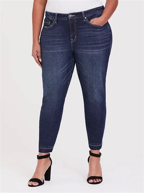 High Rise Straight Jean Dark Wash With Released Hem In 2020 Womens