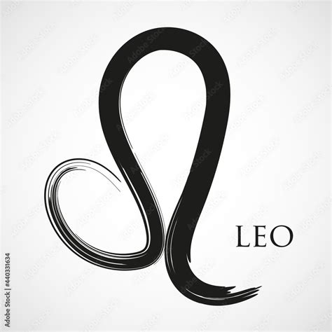 Leo Zodiac Symbol Isolated On White Background Brush Stroke Leo Zodiac Sign Hand Drawn Vector