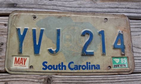 South Carolina State Outline License Plate 1985 South Carolina