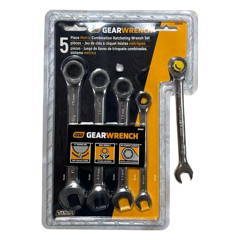 Gearwrench 5 Piece Metric Combination Ratcheting Wrench Set 12 Point