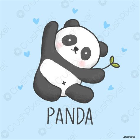 Cute Panda cartoon hand drawn style - stock vector | Crushpixel