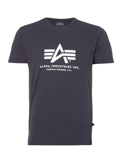 Alpha Industries Basic T Shirt Mit Logo Print Dunkelblau Online Kaufen