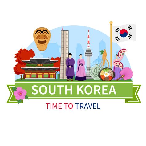 韩国旅游景点地标插图 韩国、旅游、景点、地标、国旗、建筑、美食、风景、植物、插图 韩漫插图 北极熊素材库