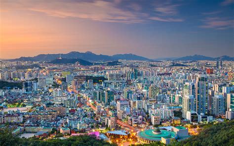Wallpaper South Korea Seoul City View Dusk Lights 1920x1200 Hd