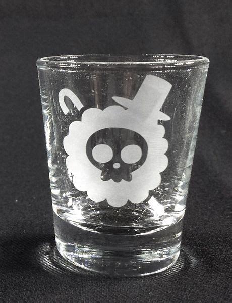 Etched Shot Glass With The Brocks Pirate Flag From One Piece Pirate