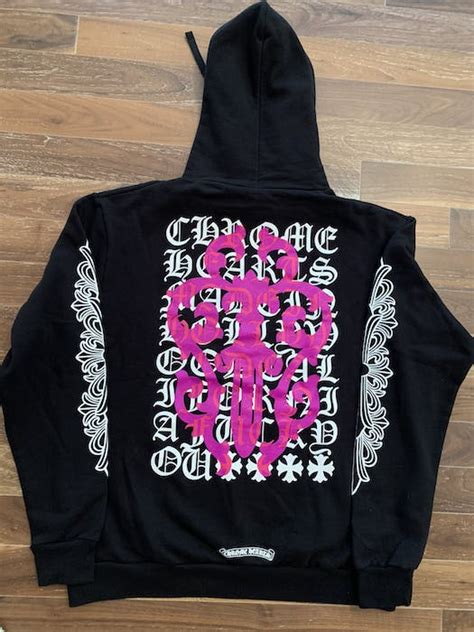 Chrome Hearts Chrome Hearts Pink Dagger And Eye Chart Hoodie Xl Grailed