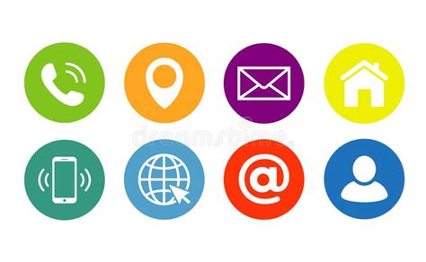Contact Icon Set In Flat Style 8 In 1 Vector Illustration Stock